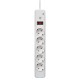 V7 Protector contra sobrevoltajes de 5 tomas Schuko para uso en casa u oficina, cable de 1,8 m, 1050 julios - Blanco J154605