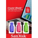 Sandisk Cruzer Blade 3x 32GB unidad flash USB USB tipo A 2.0 Azul, Verde, Rosa SDCZ50C-032G-B46T