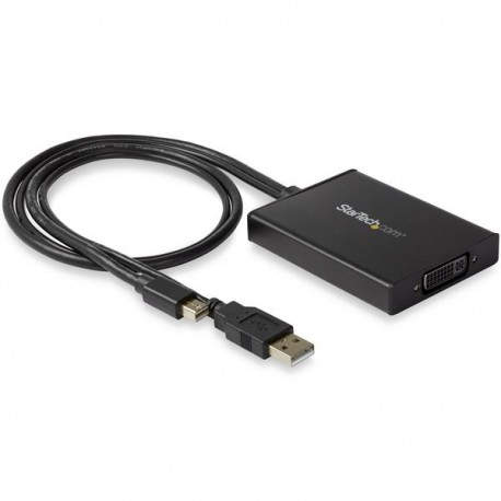 StarTech.com Adaptador Mini DisplayPort a DVI de Enlace Doble - Alimentado por USB - Negro MDP2DVID2