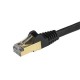 StarTech.com Cable de 0,5m de Red Ethernet RJ45 Cat6a Blindado STP - Cable sin Enganche Snagless - Negro 6ASPAT50CMBK