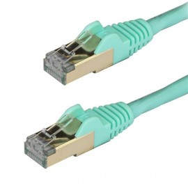 StarTech.com Cable de 0,5m de Red Ethernet RJ45 Cat6a Blindado STP - Cable sin Enganche Snagless - Aguamarina 6ASPAT50CMAQ