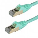 StarTech.com Cable de 1m de Red Ethernet RJ45 Cat6a Blindado STP - Cable sin Enganche Snagless - Aguamarina 6ASPAT1MAQ