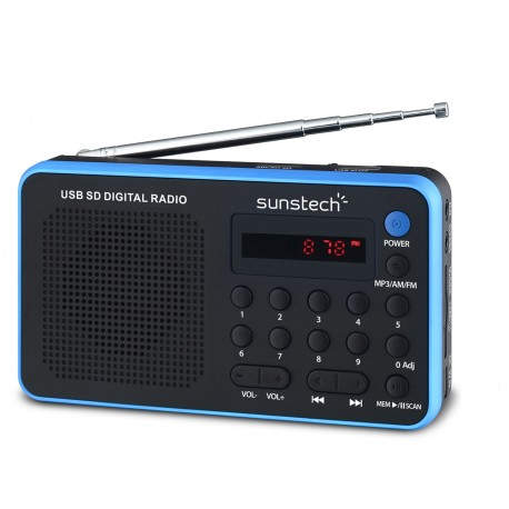 Sunstech Portable digital AM/FM radio Black Portátil Analógica Negro, Azul radio RPDS32BL