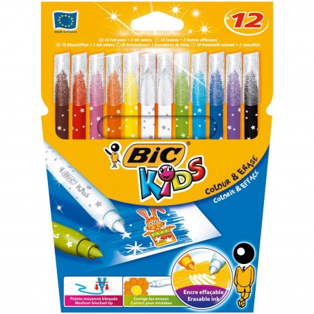 BIC Colour & Erase Negro, Azul, Verde, Lila, Naranja, Rosa, Rojo, Amarillo rotulador 880510