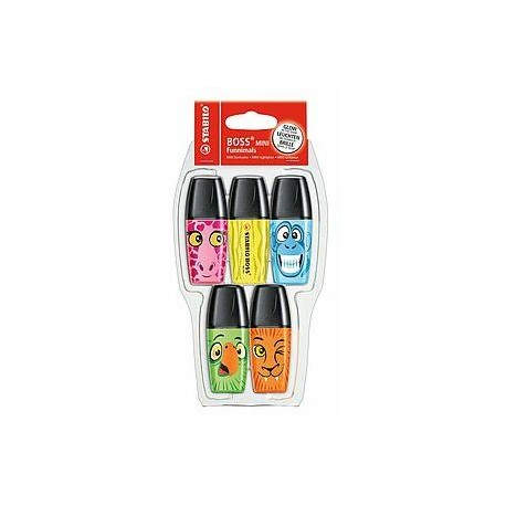 STABILO BOSS MINI Funnimals marcador 5 pieza(s) Azul, Verde, Naranja, Rojo, Amarillo Punta de cincel 07/05-26
