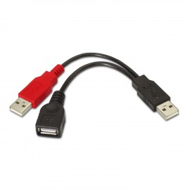 AISENS A101-0030 cable USB 0,15 m 2 x USB A USB A Negro, Rojo