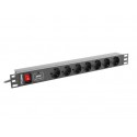 Lanberg PDU-07F-0200-BK unidad de distribución de energía (PDU) 1U Negro 7 salidas AC pdu-07f-0200-bk