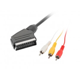 Lanberg cable EUROCONECTOR 1,8 m SCART (21-pin) 3 x RCA Negro ca-eurc-10cc-0018-bk