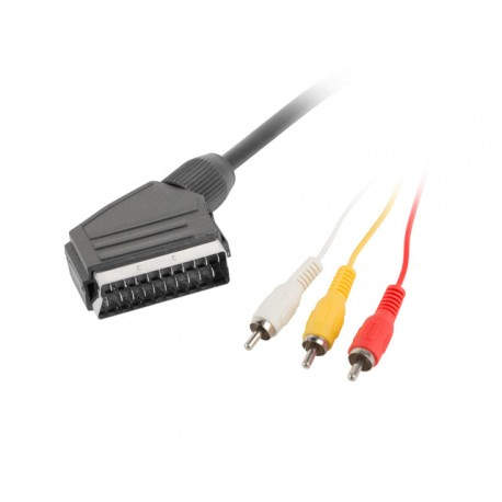 Lanberg cable EUROCONECTOR 1,8 m SCART (21-pin) 3 x RCA Negro ca-eurc-10cc-0018-bk