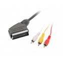 Lanberg cable EUROCONECTOR 1,8 m SCART (21-pin) 3 x RCA Negro ca-eurc-10cc-0018-bk