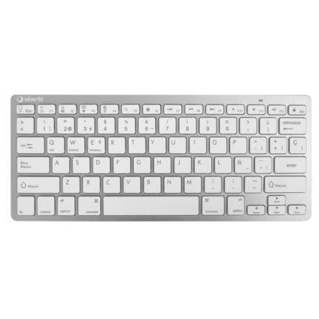 SilverHT 19386 Bluetooth QWERTY Español Plata, Blanco teclado