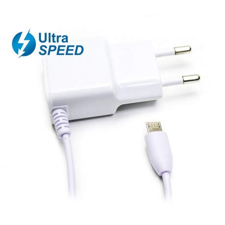 PINBOX Cargador Micro USB UltraSpeed 2.1A Blanco Biwond - 50579