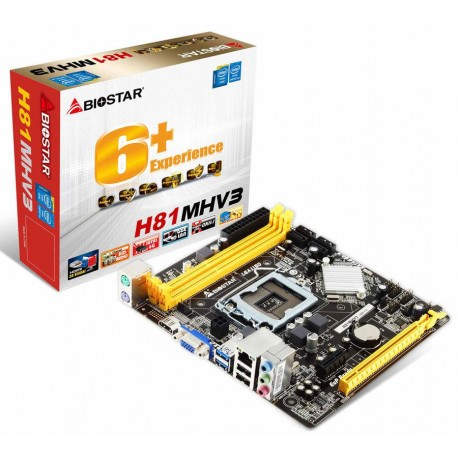 Placa Biostar LGA1150 H81MHV3 M-ATX USB3 HDMI VGA - H81MHV3