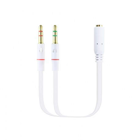 Nanocable Cable Adaptador Audio Jack  Blanco, 20 Cm