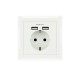 Nanocable 10.35.0010 Base de enchufe de pared tipo schuko con 2 tomas USB Blanca