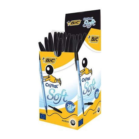 BIC Cristal Soft Negro Bolígrafo Medio 50 pieza(s) 951433