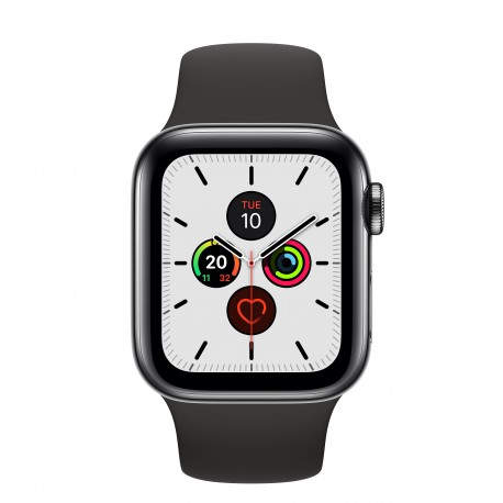 Apple Watch Series 5 40mm GPS CELL Caja Acero Negro Espacial con Correa Negra Deportiva mwx82ty/a