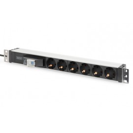 Digitus DN-95417 unidad de distribución de energía (PDU) 1U Negro, Plata 6 salidas AC