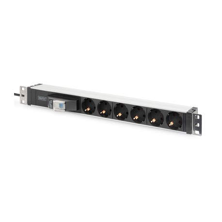 Digitus DN-95417 unidad de distribución de energía (PDU) 1U Negro, Plata 6 salidas AC