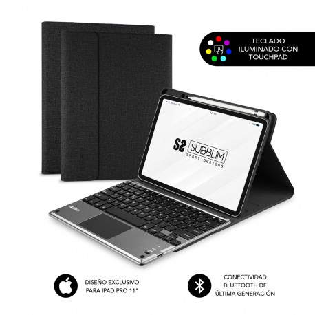 SUBBLIM Funda con Teclado Retroiluminado KEYTAB Pro BL BT Touchpad Ipad Pro 11 2020 Black sub-kt4-btpi50