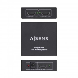AISENS HDMI Duplicador 4K@30HZ 1x2 con alimentación, Negro - A123-0410