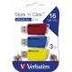 Verbatim Store 'n' Click - Unidad USB 3.2 GEN1 - 3x16 GB, Rojo/Azul/Amarillo - 49306
