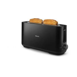 Philips Daily Collection Tostadora de plástico con ranura larga y función para panecillos - HD2590/90 - ZWART