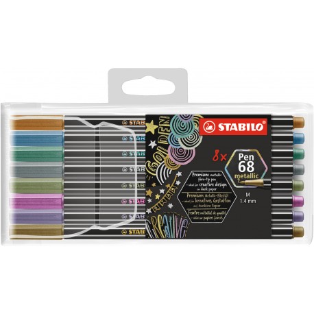 STABILO Pen 68 Metallic rotulador Medio Metálico, Multicolor 8 pieza(s) - 106881108