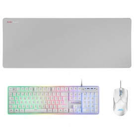 Mars Gaming MCPXWES Combo Teclado+Ratón+Alfombrilla Blanco ES