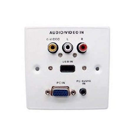 PLACA DE PARED VGA JACK 3.5 USB 2.0 3 x RCA CON CAJA 10.35.0002