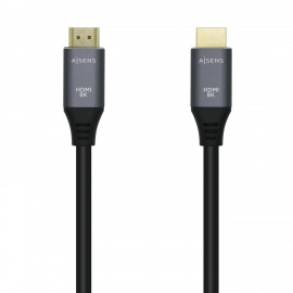 AISENS Cable HDMI V2.1 Ultra Alta Velocidad / HEC 8k@60Hz 48Gbps, A/M-A/M, Gris/Negro, 3.0m - A150-0429