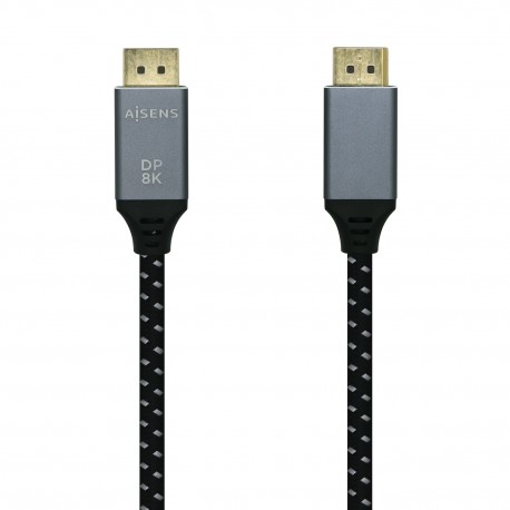 AISENS Cable Displayport V1.4 8k@60hz, DP/M-DP/M, Gris/Negro, 3.0m - A149-0438