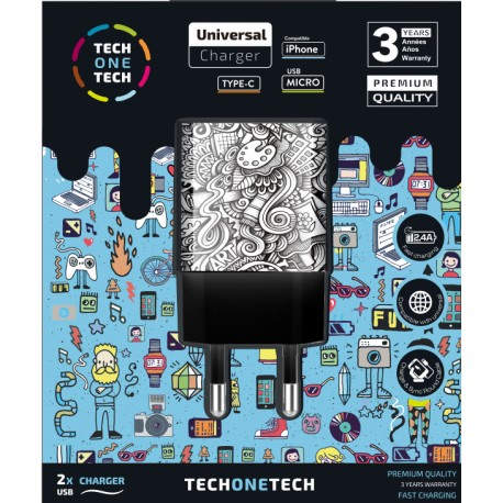 TECH1TECH TEC2602 cargador de dispositivo móvil Negro Interior