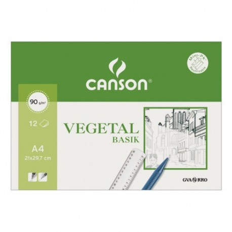 Canson Vegetal Basik Arte de papel 12 hojas - c200407621