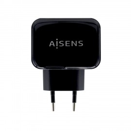 AISENS Cargador USB 17W 5V/3.4A, 2xUSB Con Control AI, Negro - A110-0440