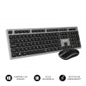 SUBBLIM Teclado Ergonómico y ratón inalámbricos Plano Silencioso Gris/Negro Ergo - subkbw-ceke01