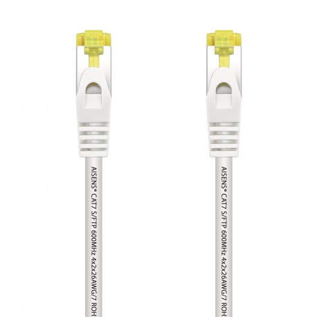 AISENS Cable De Red Latiguillo RJ45 LSZH Cat.7 600 MHz S/FTP PIMF AWG26, Blanco, 2.0 m - A146-0491