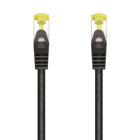 AISENS Cable De Red Latiguillo RJ45 LSZH Cat.7 600 MHz S/FTP PIMF AWG26, Negro, 0.5 m - A146-0485