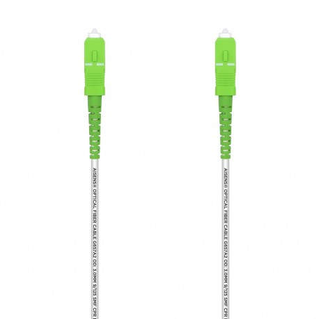 AISENS Cable Fibra Óptica Latiguillo G657A2 3.0 9/125 SMF Simplex CPR DCA LSZH, SC/APC-SC/APC, Blanco, 30 m - A152-0501
