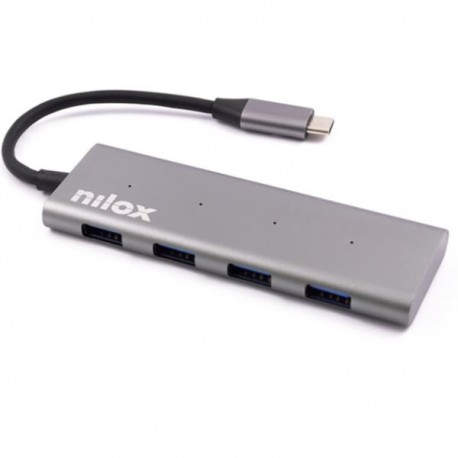 Nilox NXHU7ALU2, Hub USB 2.0 Elegante, Multipresa USB con 7 Porte
