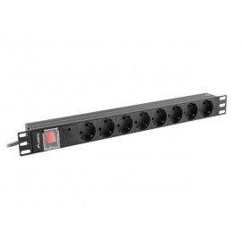 Lanberg PDU-08F-0200-BK unidad de distribución de energía (PDU) 8 salidas AC 1U Negro