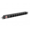 Lanberg PDU-08F-0200-BK unidad de distribución de energía (PDU) 8 salidas AC 1U Negro