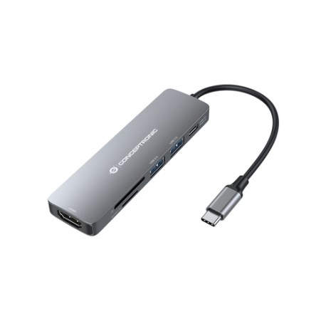 Conceptronic DONN11G hub de interfaz USB 3.2 Gen 1 (3.1 Gen 1) Type-C 5000 Mbit/s Gris