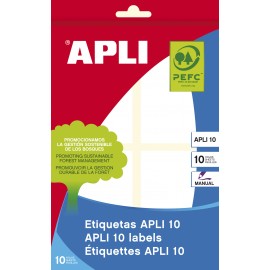 APLI 01655 etiqueta autoadhesiva Rectángulo Permanente Blanco 40 pieza(s)