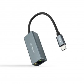 Nanocable Conversor USB-C a Ethernet Gigabit 10/100/1000 Mbps, Aluminio, Gris, 15 cm - 10.03.0406