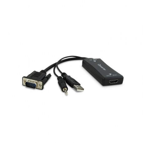 3GO C132 adaptador de cable de vídeo 0,285 m VGA (D-Sub) + 3.5mm + USB Type-A HDMI Negro