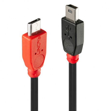 Lindy 31717 cable USB 0,5 m USB 2.0 Mini-USB B Micro-USB B Negro, Rojo