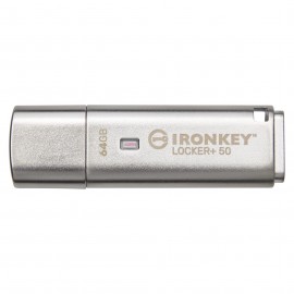 Kingston Technology IronKey Locker+ 50 unidad flash USB 64 GB USB tipo A 3.2 Gen 1 (3.1 Gen 1) Plata - iklp50/64gb