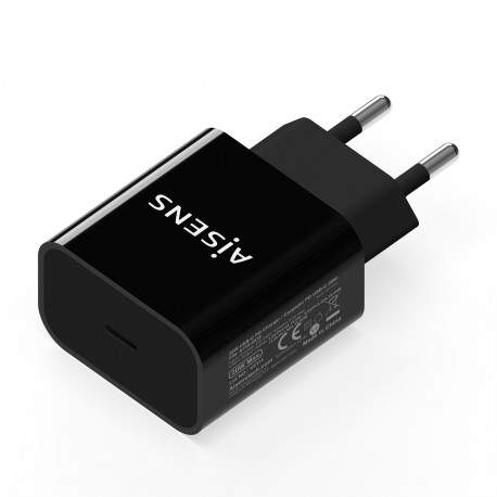 AISENS Cargador USB-C PD3.0 1 Puerto 1x USB-C 20 W, Negro - A110-0538