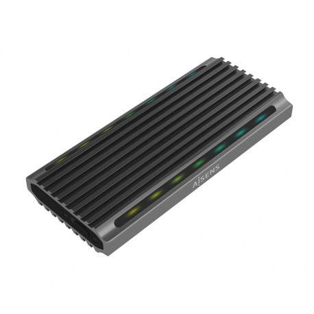 AISENS Caja Externa M.2 RGB Gaming ASM2-RGB011GR SATA/NVMe A USB3.1 Gen2, Gris - ASM2-RGB011GR